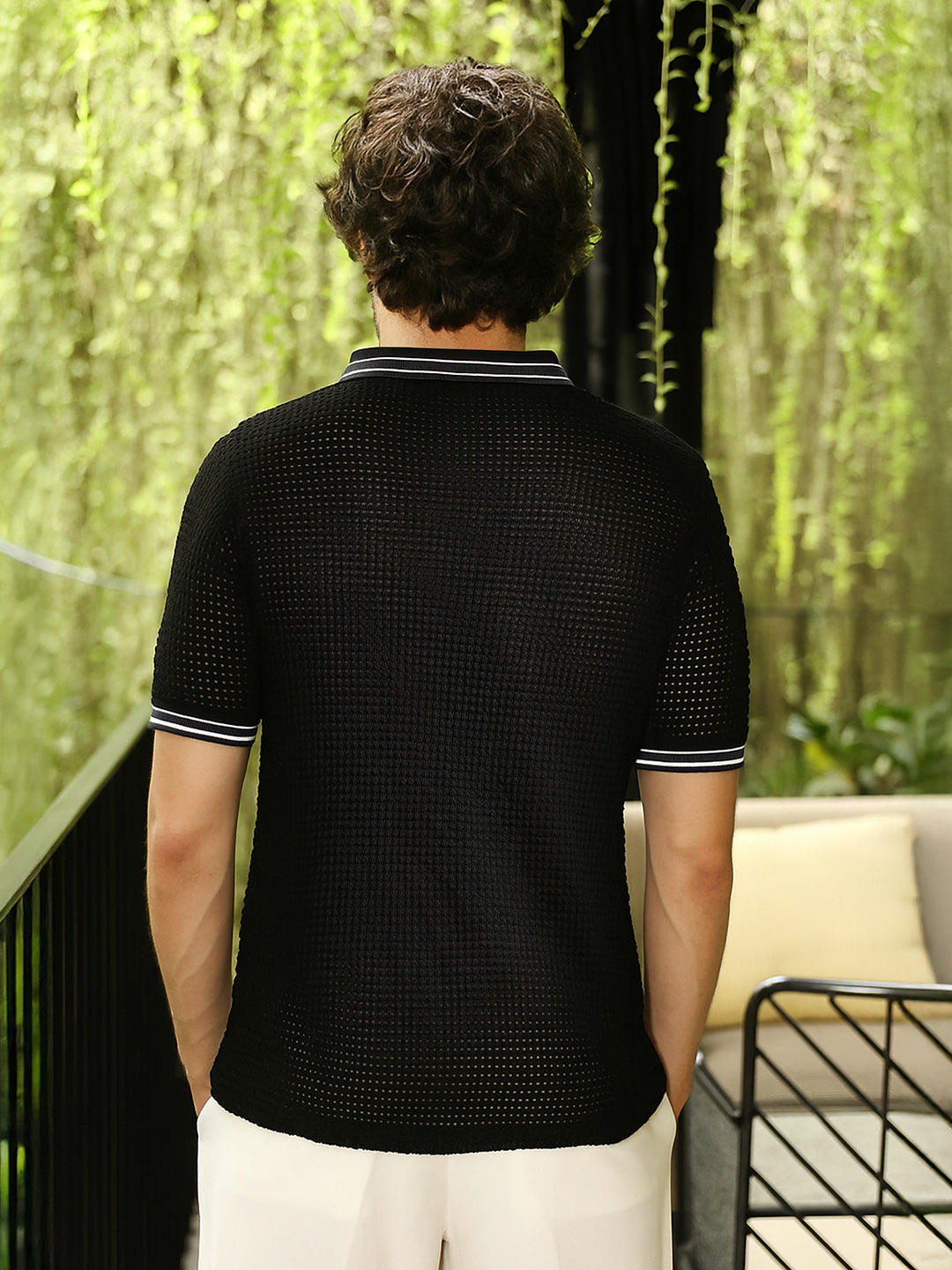 Loose-Knit Polo T-Shirt