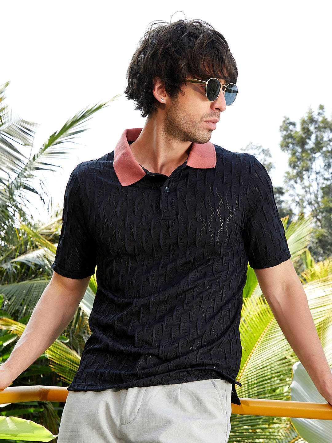 Swirl-Ruche Polo T-Shirt