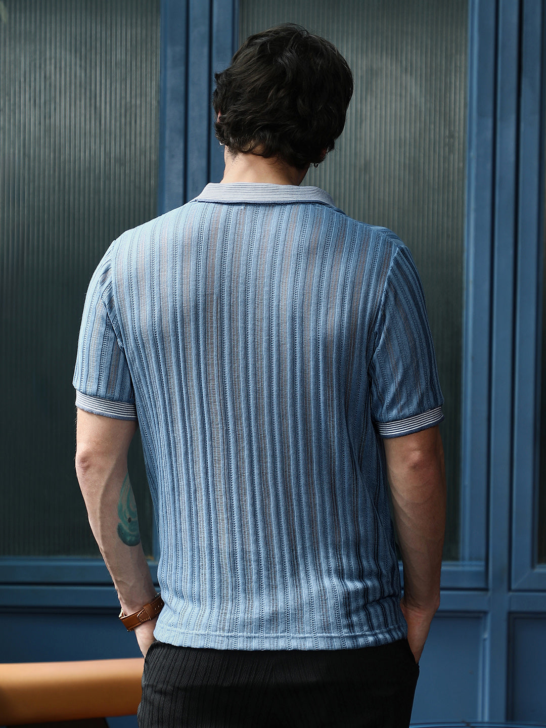 Panel Jacquard-Knit Polo T-Shirt