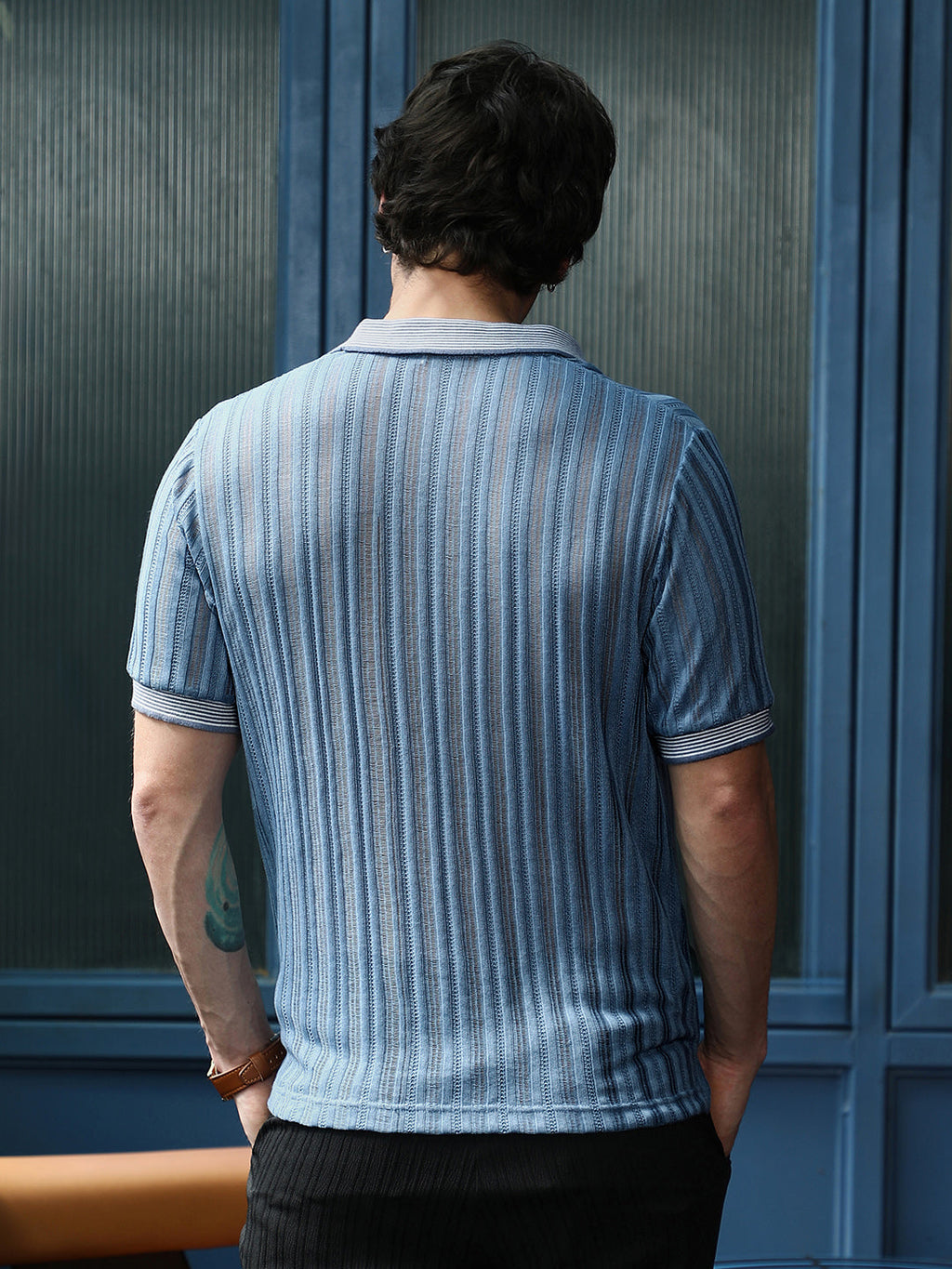 Panel Jacquard-Knit Polo T-Shirt