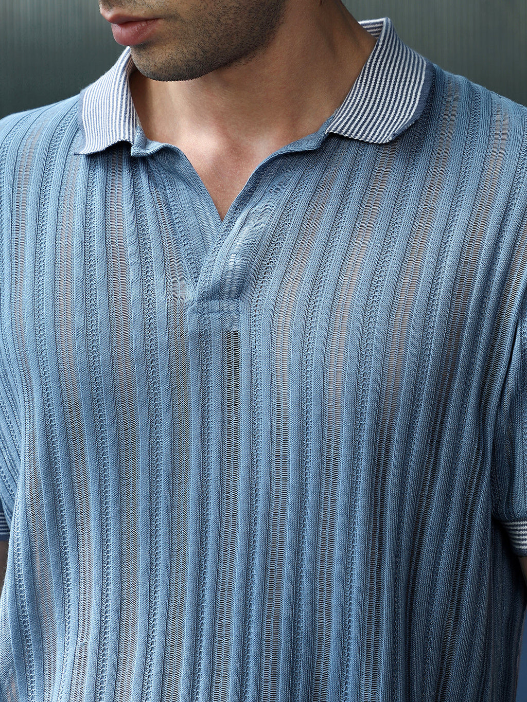 Panel Jacquard-Knit Polo T-Shirt
