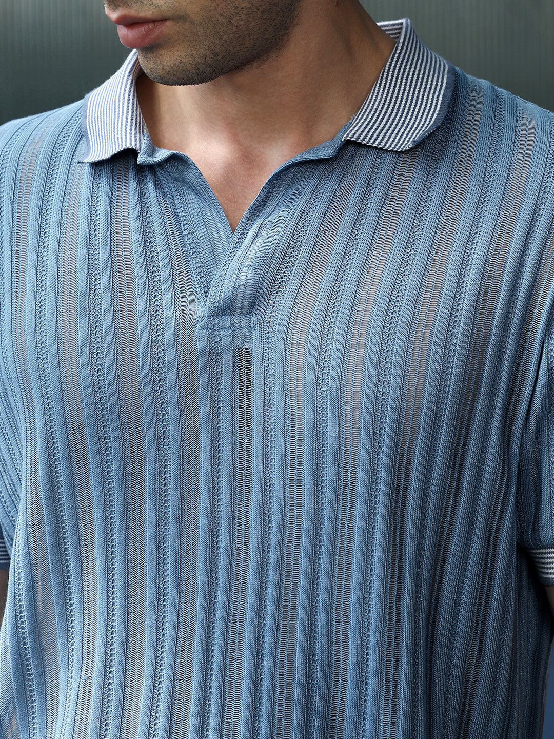 Panel Jacquard-Knit Polo T-Shirt