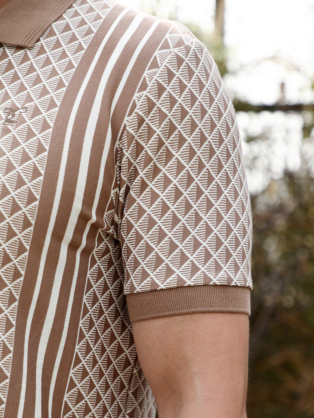 Gradient-Geometric Jacquard Polo T-Shirt