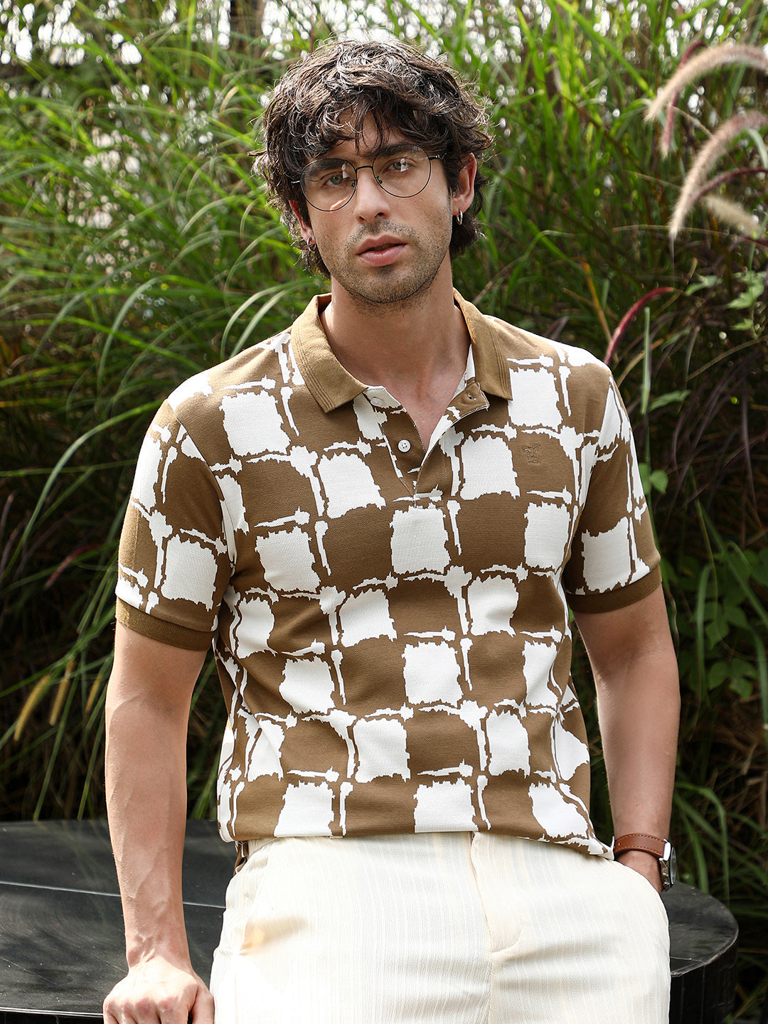 Blob-Geometric Jacquard Polo T-Shirt