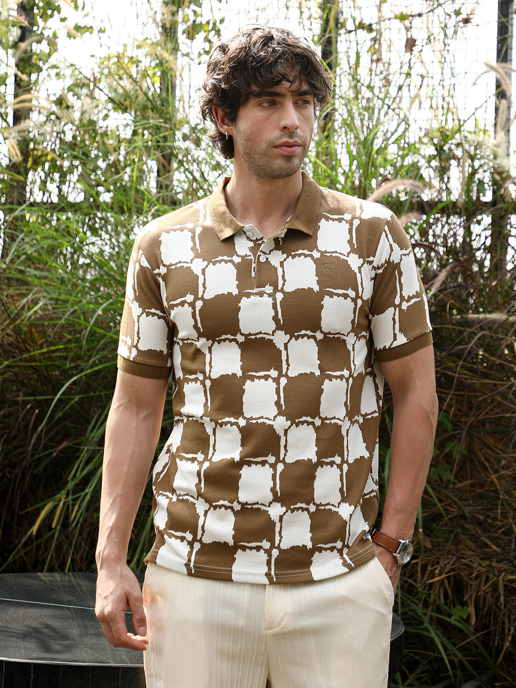 Blob-Geometric Jacquard Polo T-Shirt