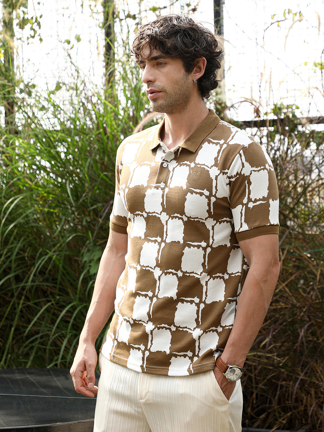 Blob-Geometric Jacquard Polo T-Shirt