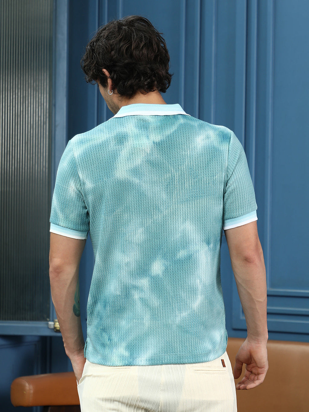 Dye-Geometric Jacquard Polo T-Shirt