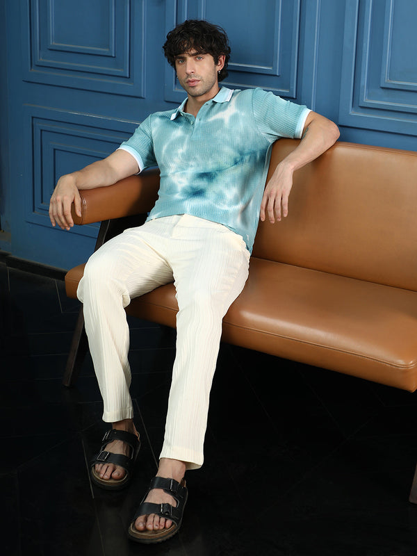 Dye-Geometric Jacquard Polo T-Shirt