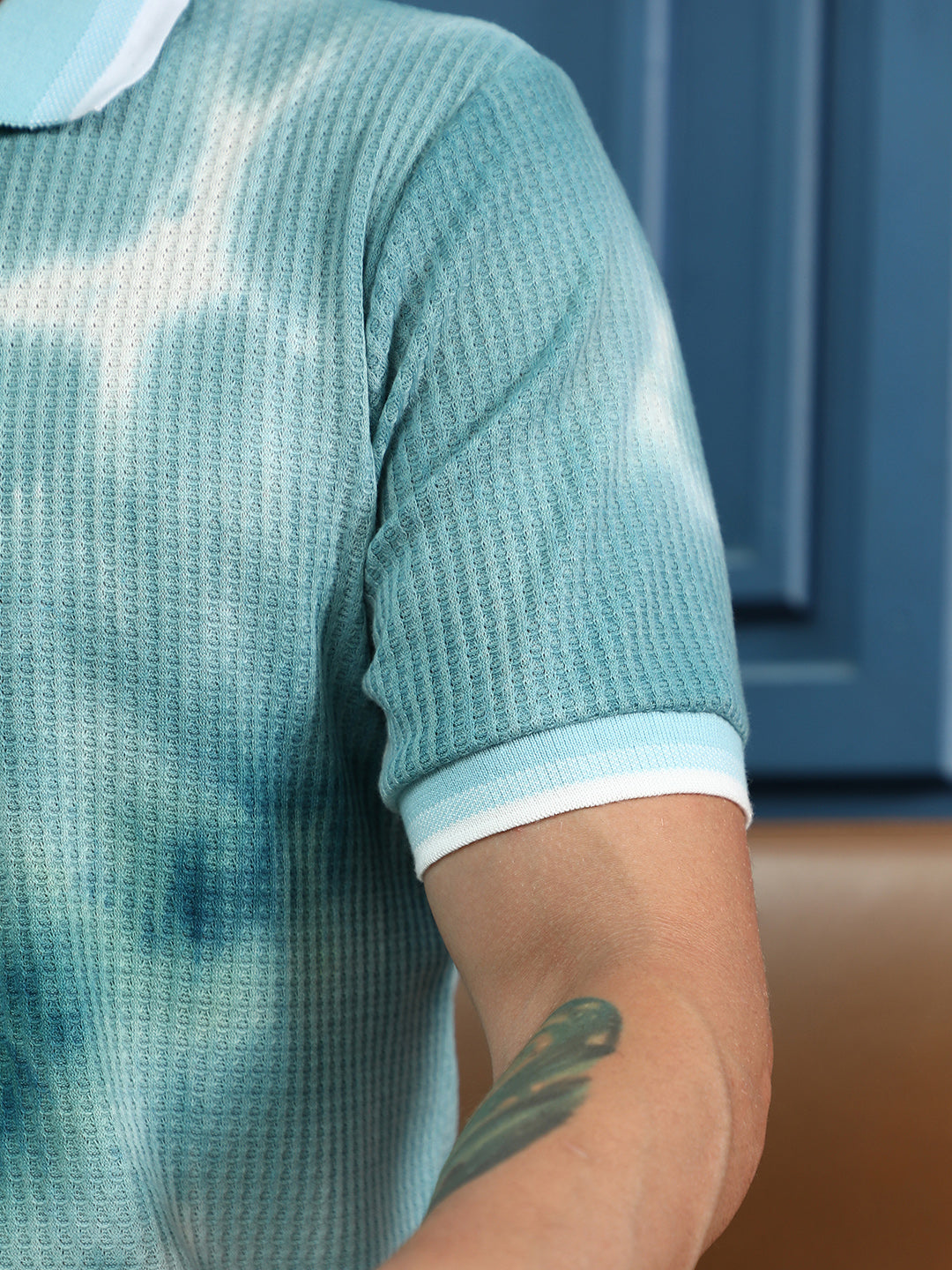 Dye-Geometric Jacquard Polo T-Shirt