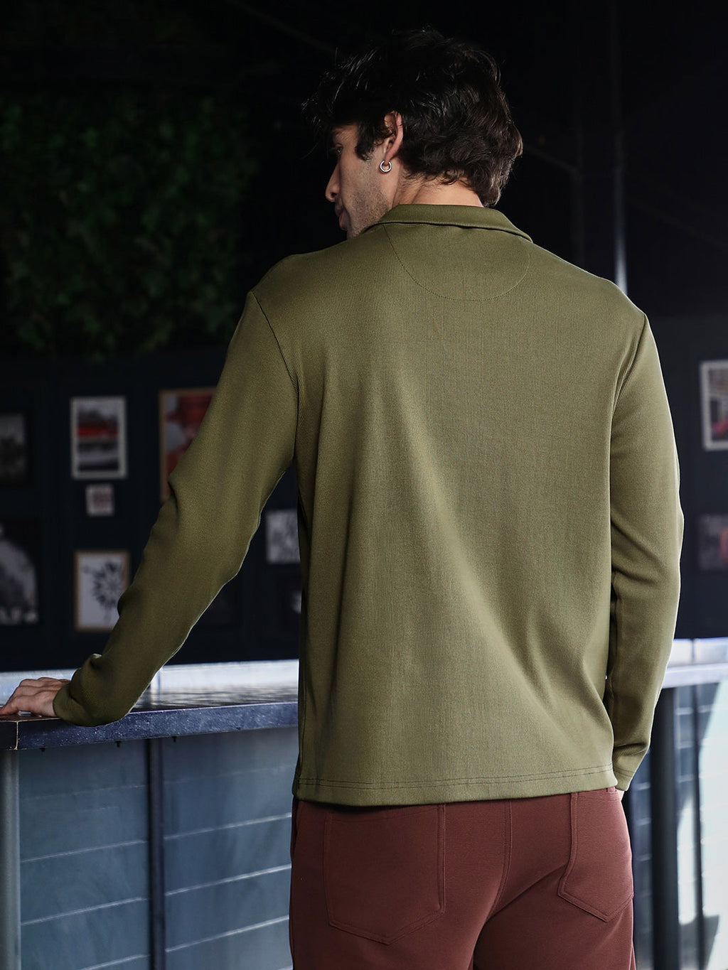 Solid Ribbed Polo T-Shirt