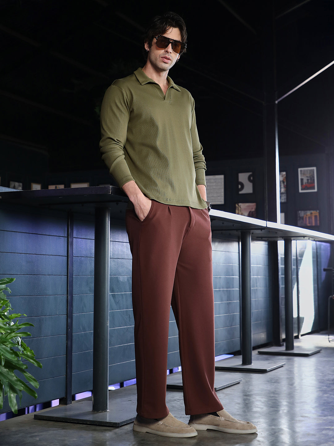 Solid Ribbed Polo T-Shirt