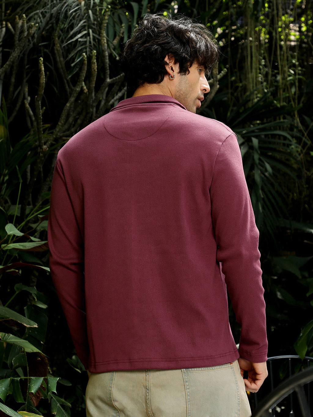 Solid Ribbed Polo T-Shirt