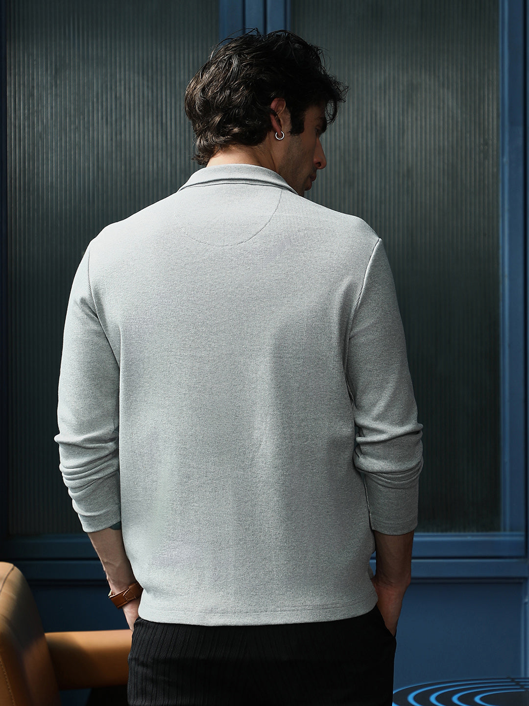 Solid Ribbed Polo T-Shirt