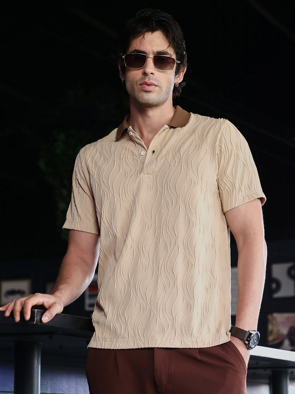 Swirl-Jacquard Polo T-Shirt