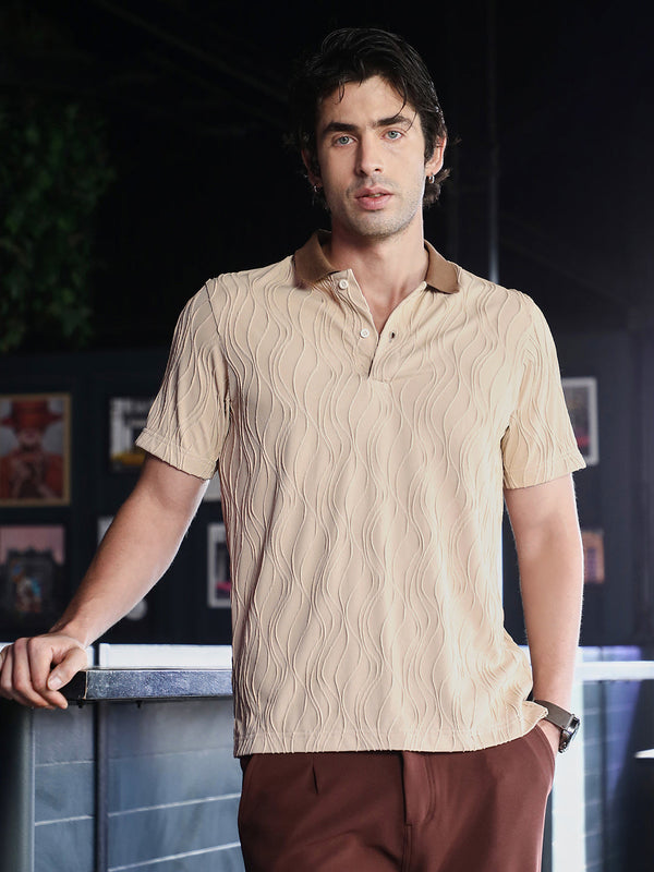 Swirl-Jacquard Polo T-Shirt
