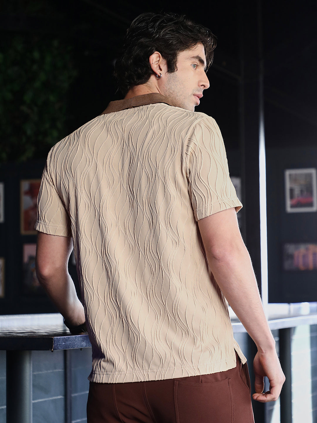 Swirl-Jacquard Polo T-Shirt