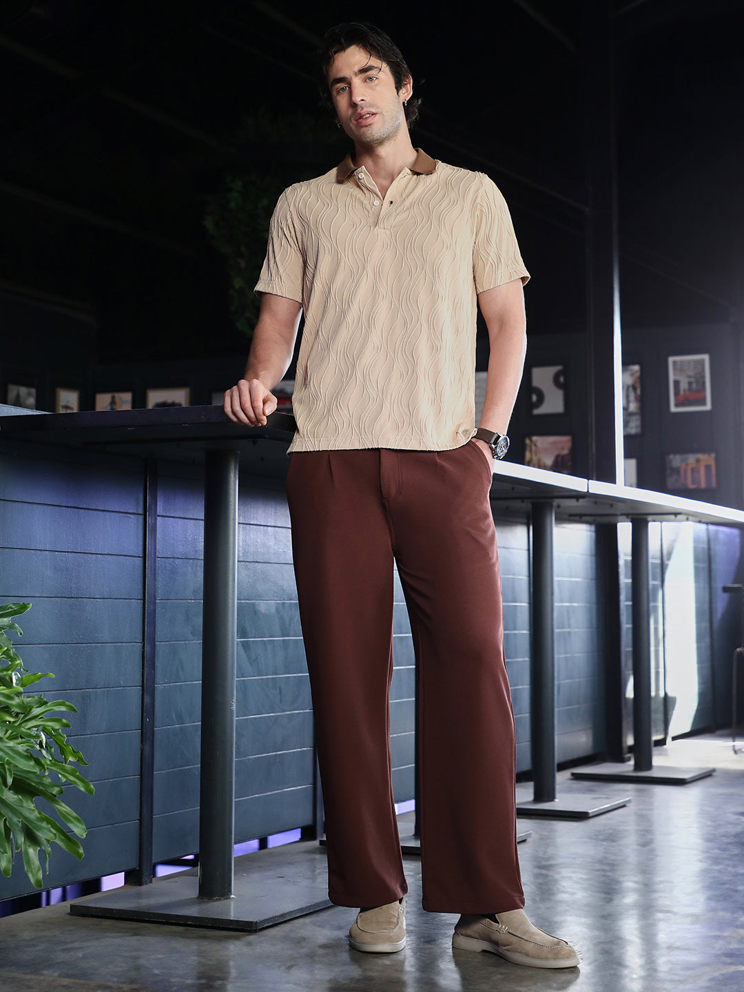 Swirl-Jacquard Polo T-Shirt