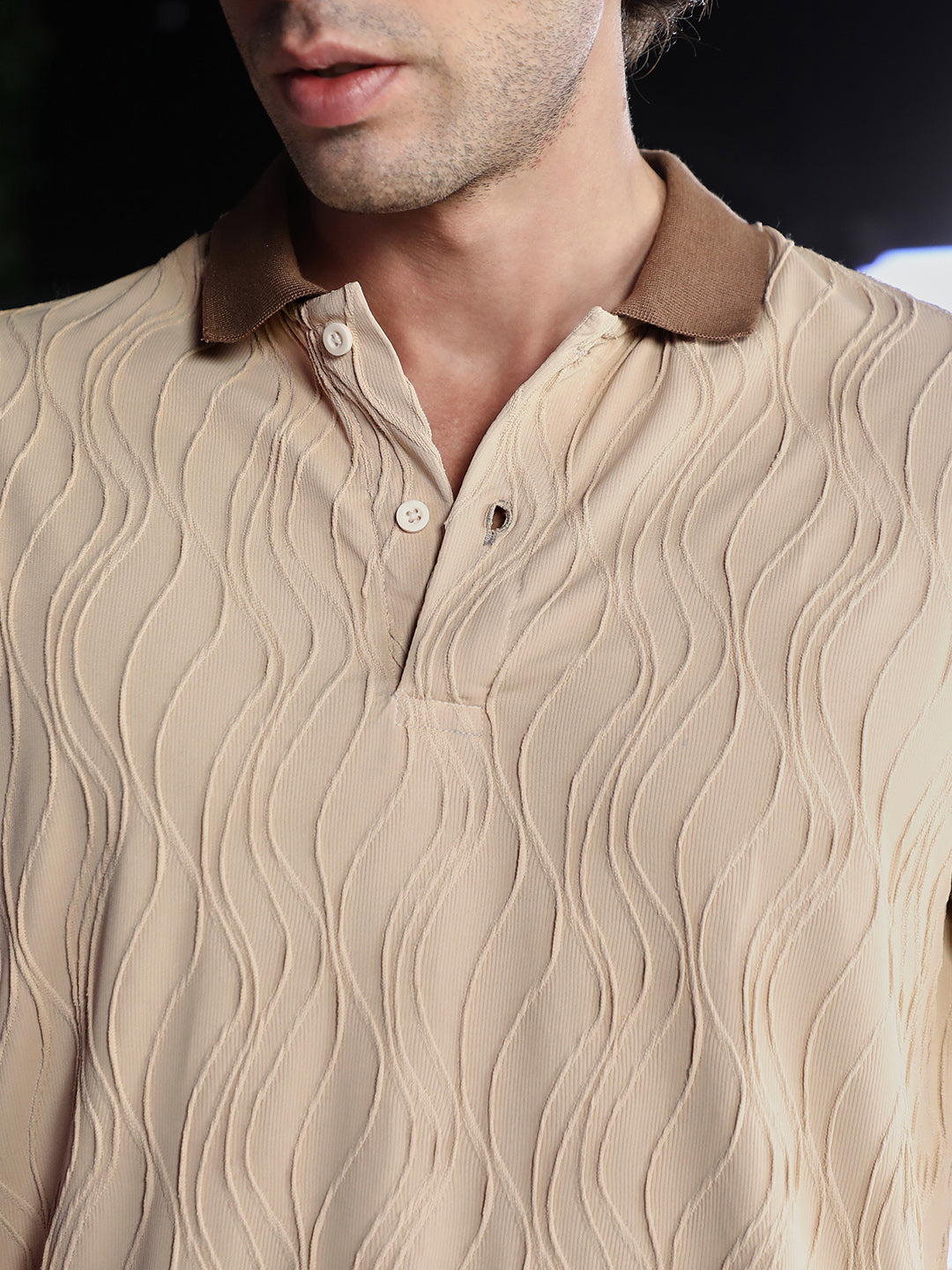 Swirl-Jacquard Polo T-Shirt