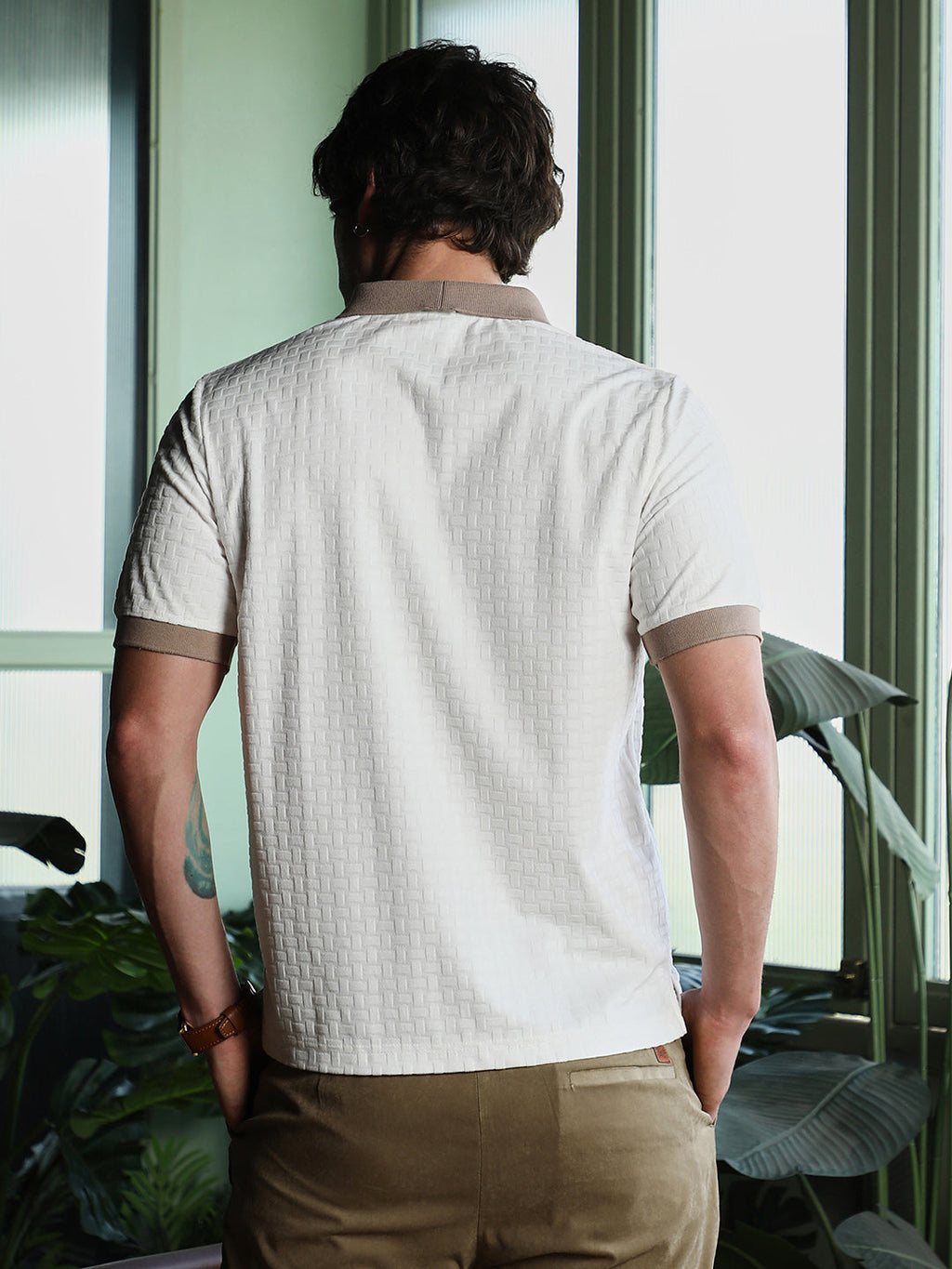 Basket-Jacquard Polo T-Shirt