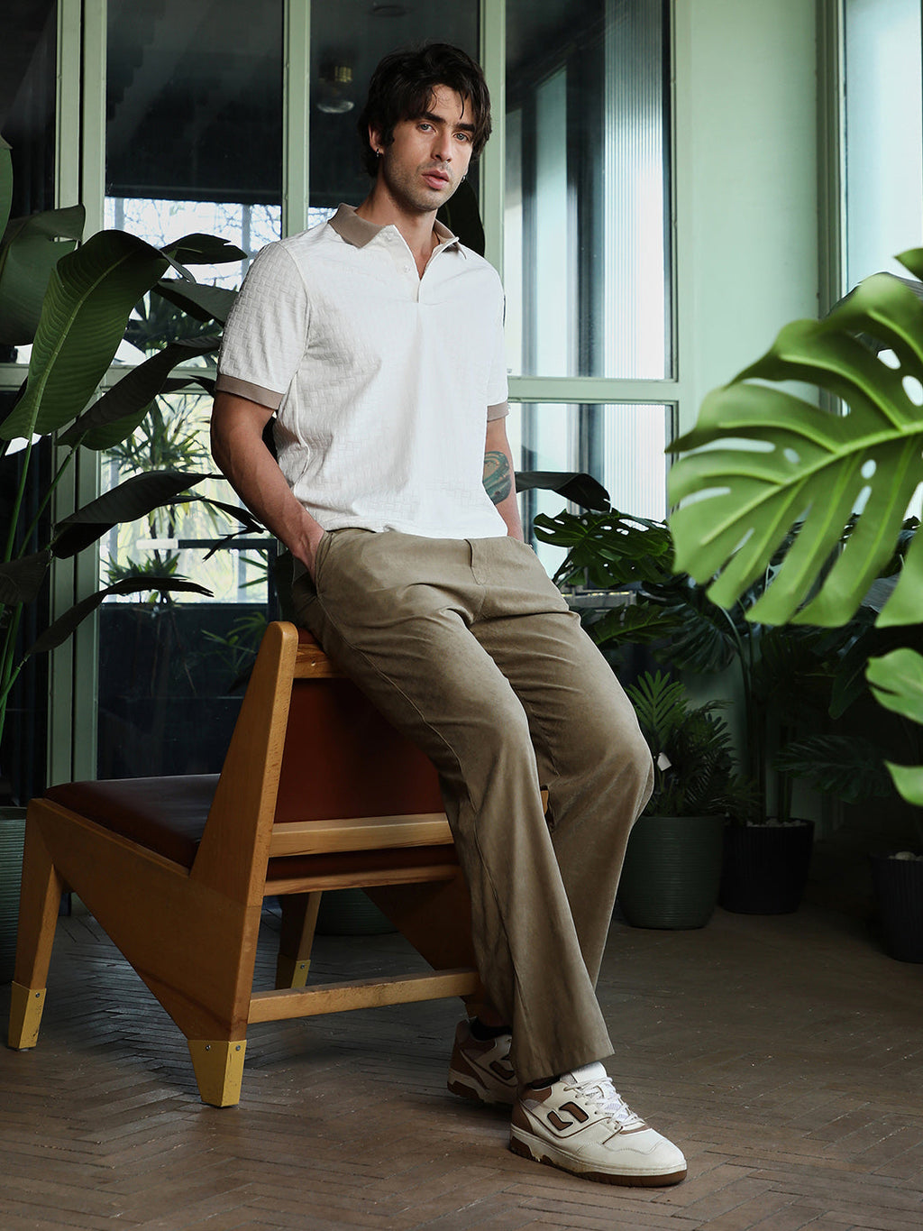 Basket-Jacquard Polo T-Shirt