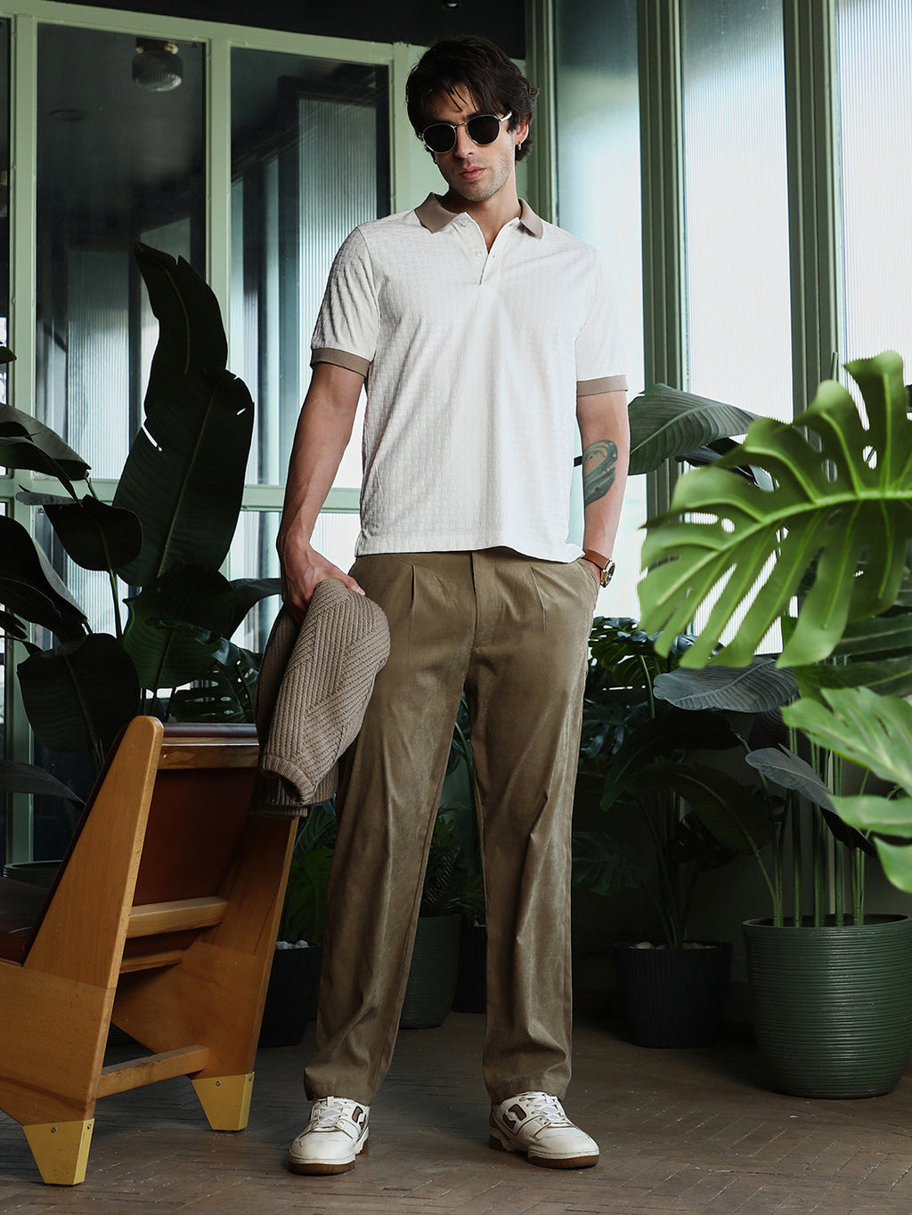 Basket-Jacquard Polo T-Shirt