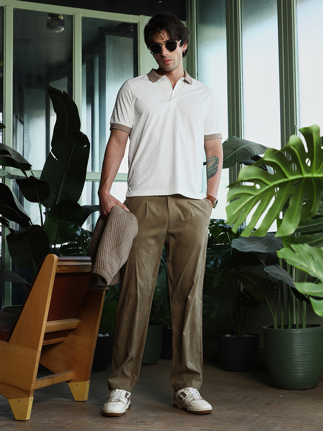 Basket-Jacquard Polo T-Shirt