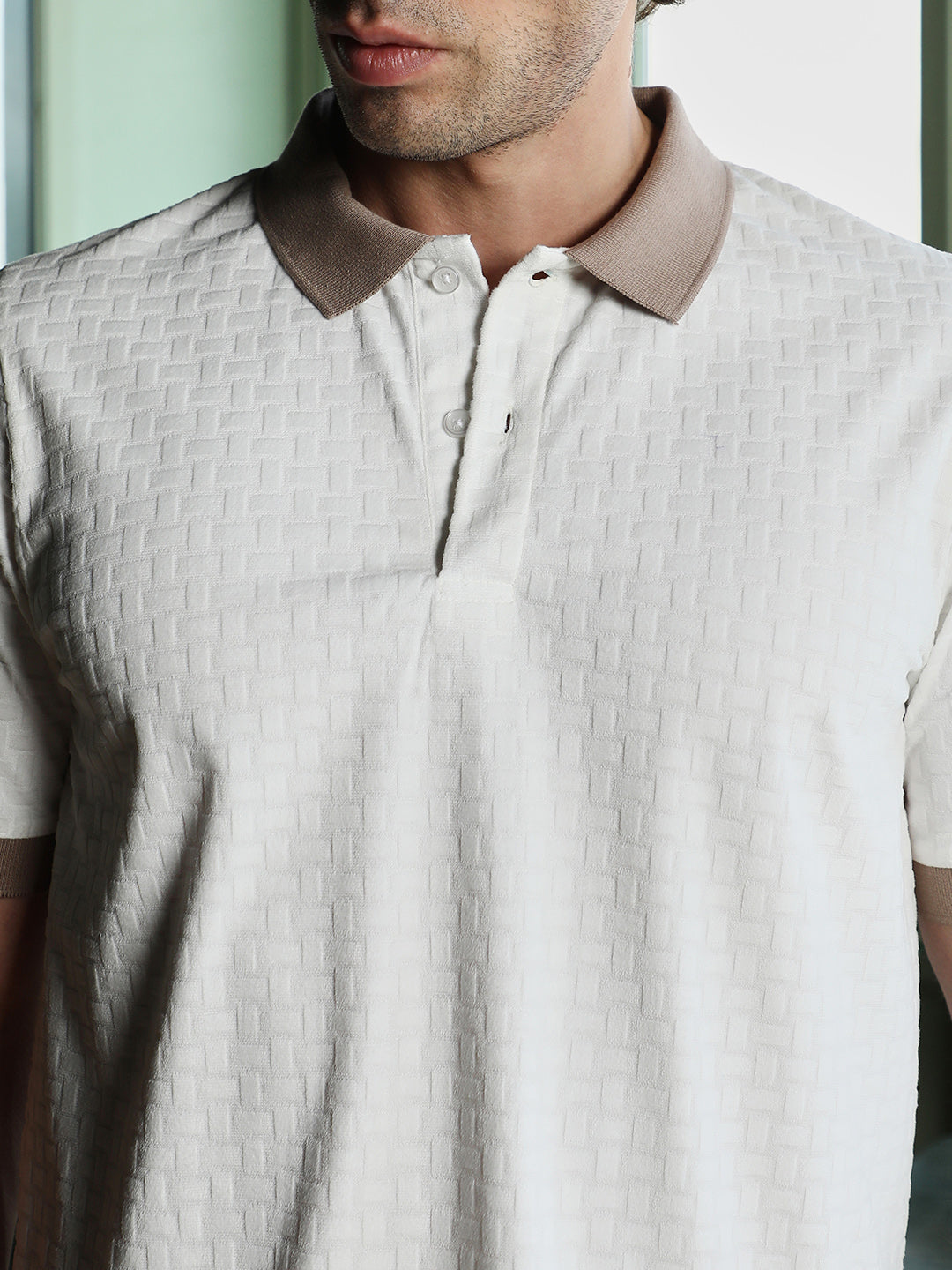 Basket-Jacquard Polo T-Shirt