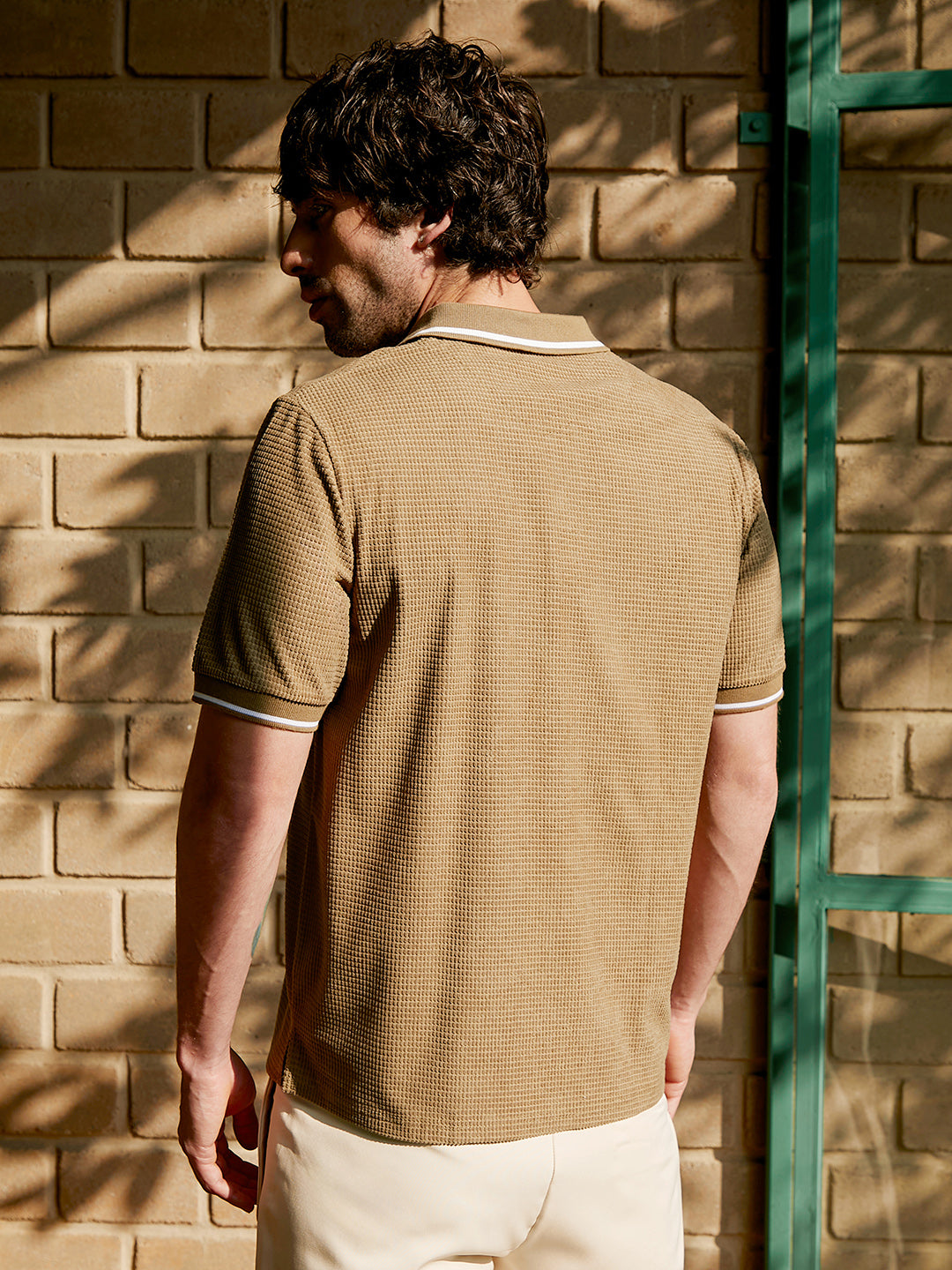 Cubic-Jacquard Polo T-Shirt