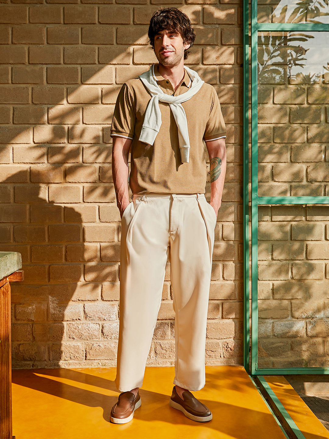 Cubic-Jacquard Polo T-Shirt