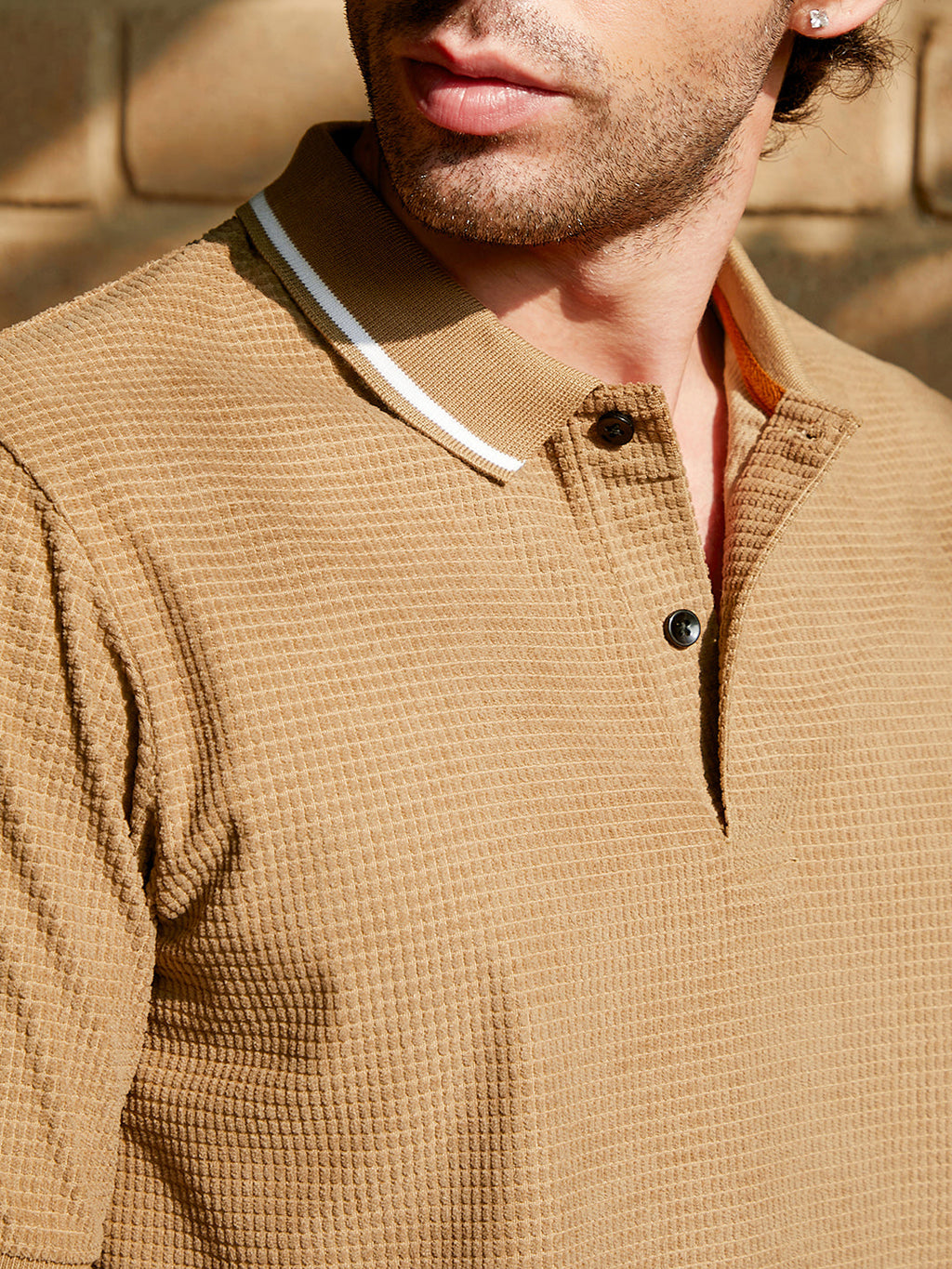 Cubic-Jacquard Polo T-Shirt