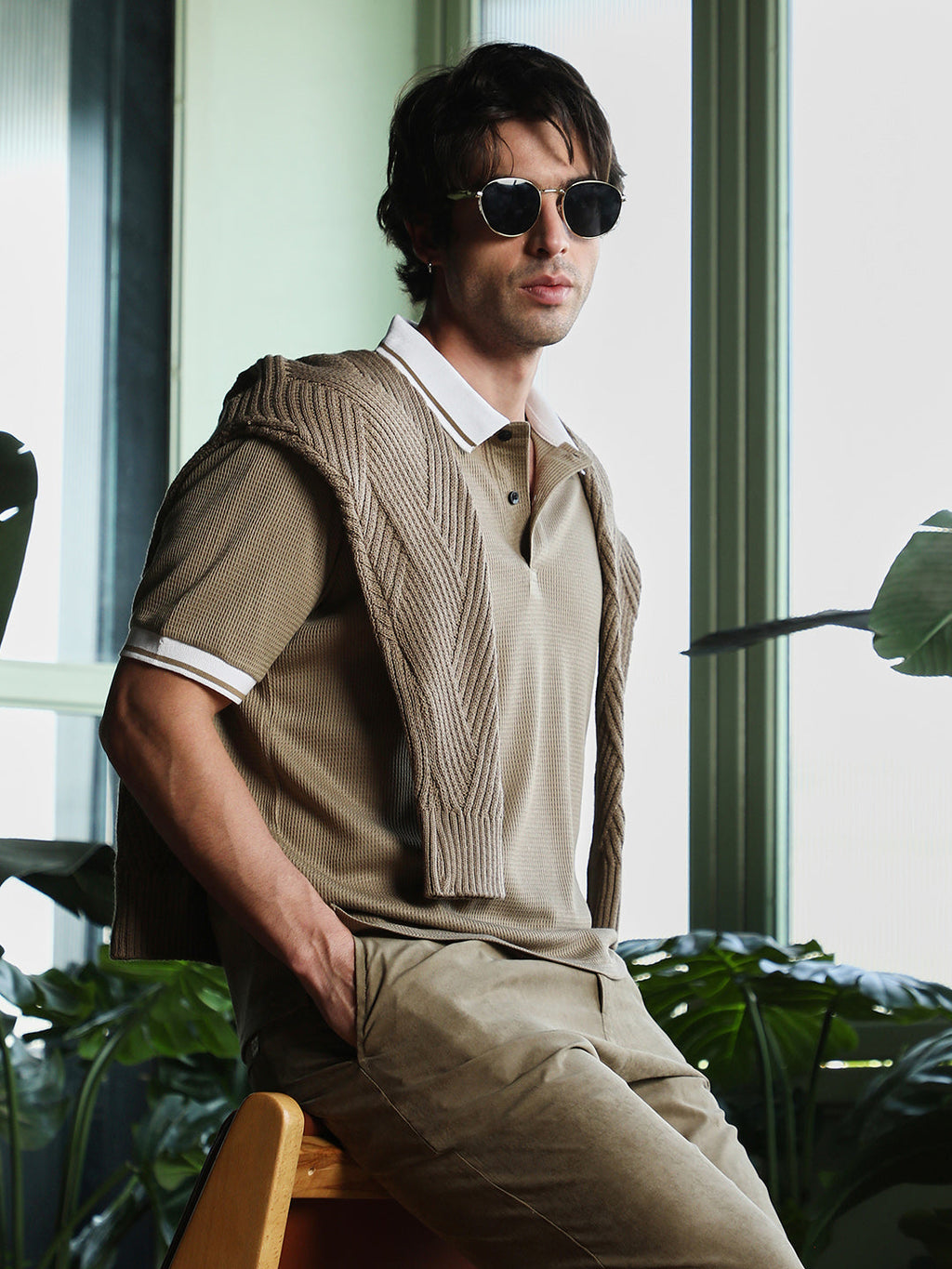 Waffle-Tactile Polo T-Shirt