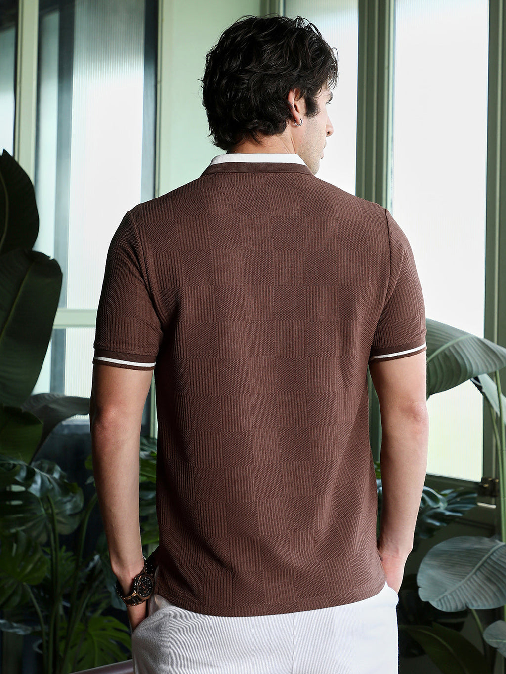Cuboid-Jacquard Polo T-Shirt