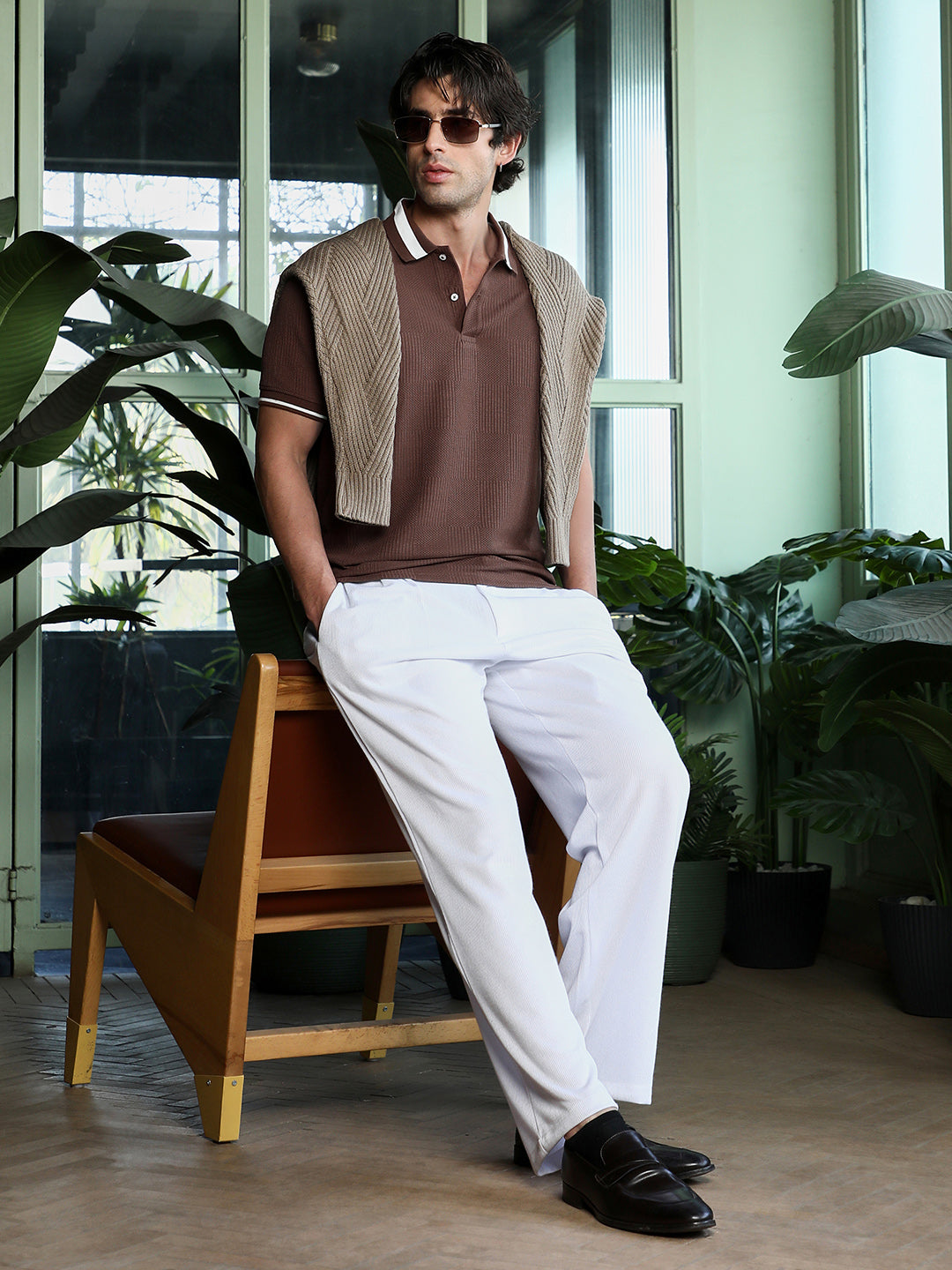 Cuboid-Jacquard Polo T-Shirt