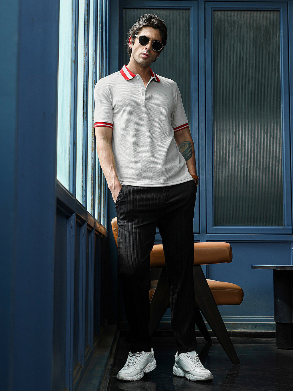 Cuboid-Jacquard Polo T-Shirt