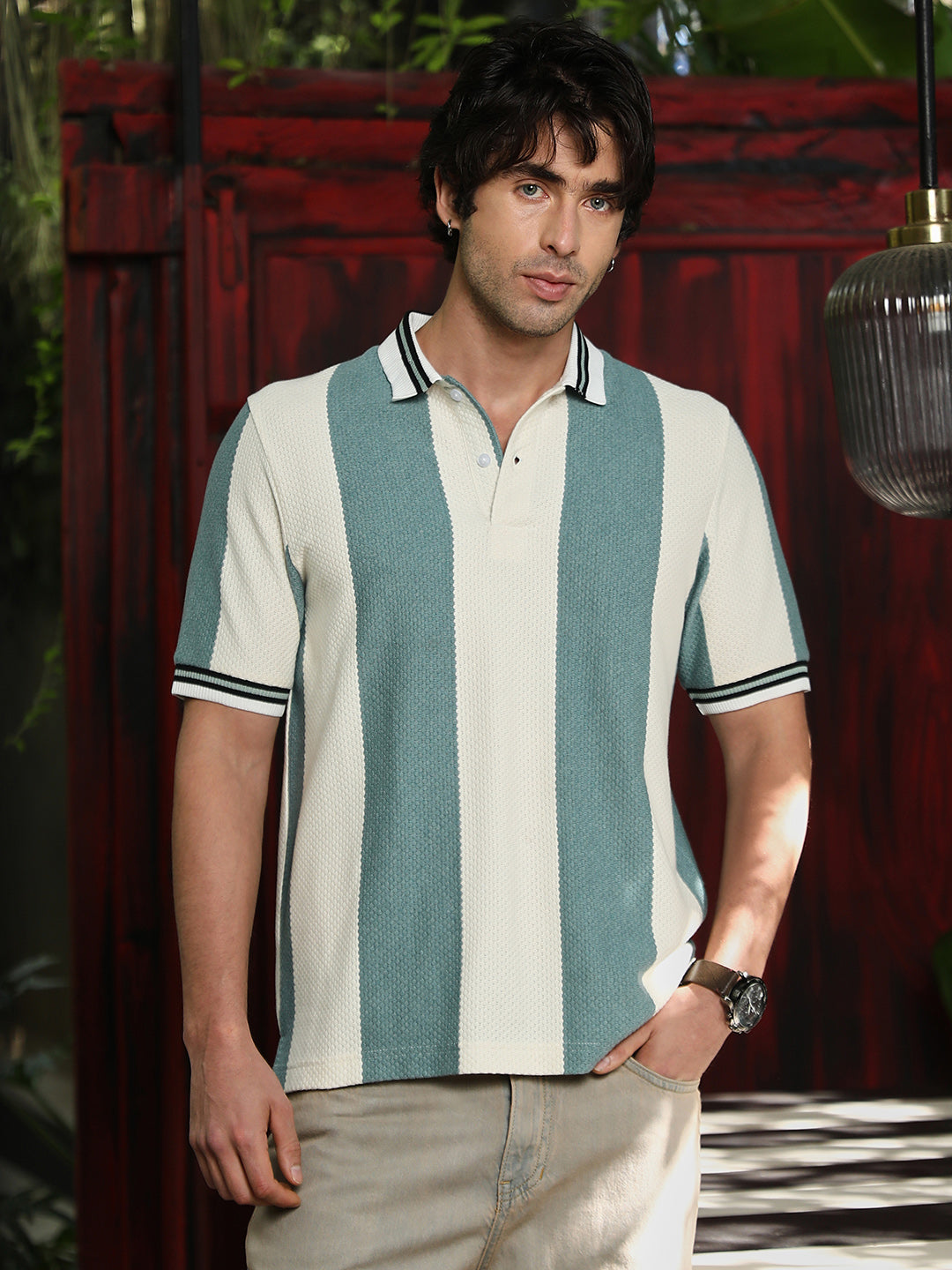 Awning-Jacquard Polo T-Shirt