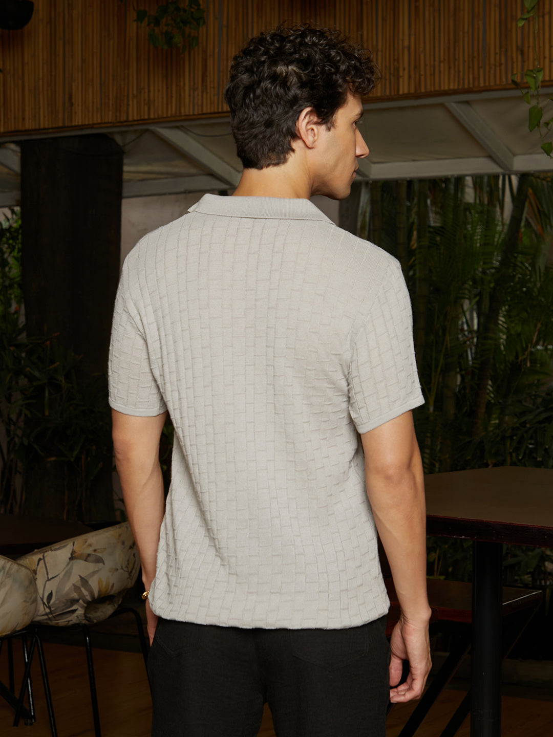 Brick-Textured Polo T-Shirt