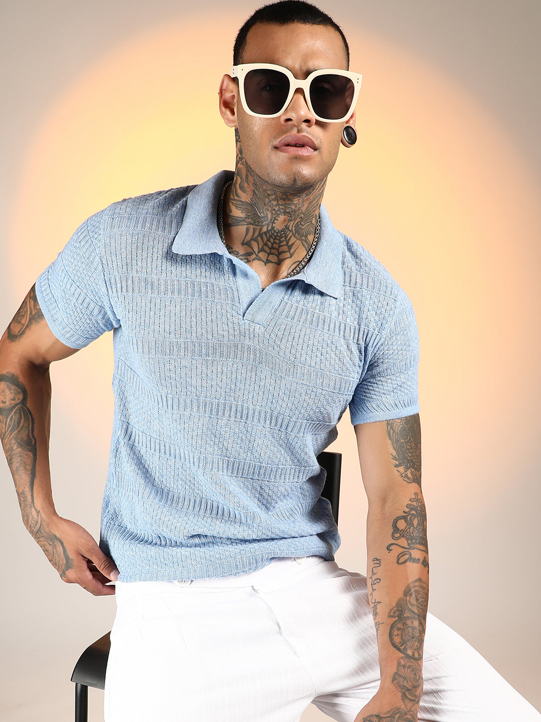 Brick-Ribbed Polo T-Shirt