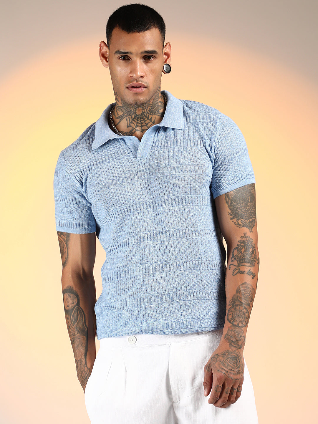 Brick-Ribbed Polo T-Shirt