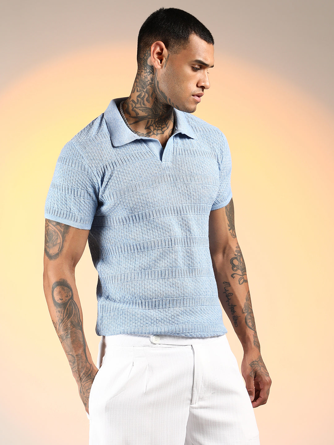 Brick-Ribbed Polo T-Shirt