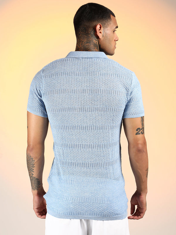 Brick-Ribbed Polo T-Shirt