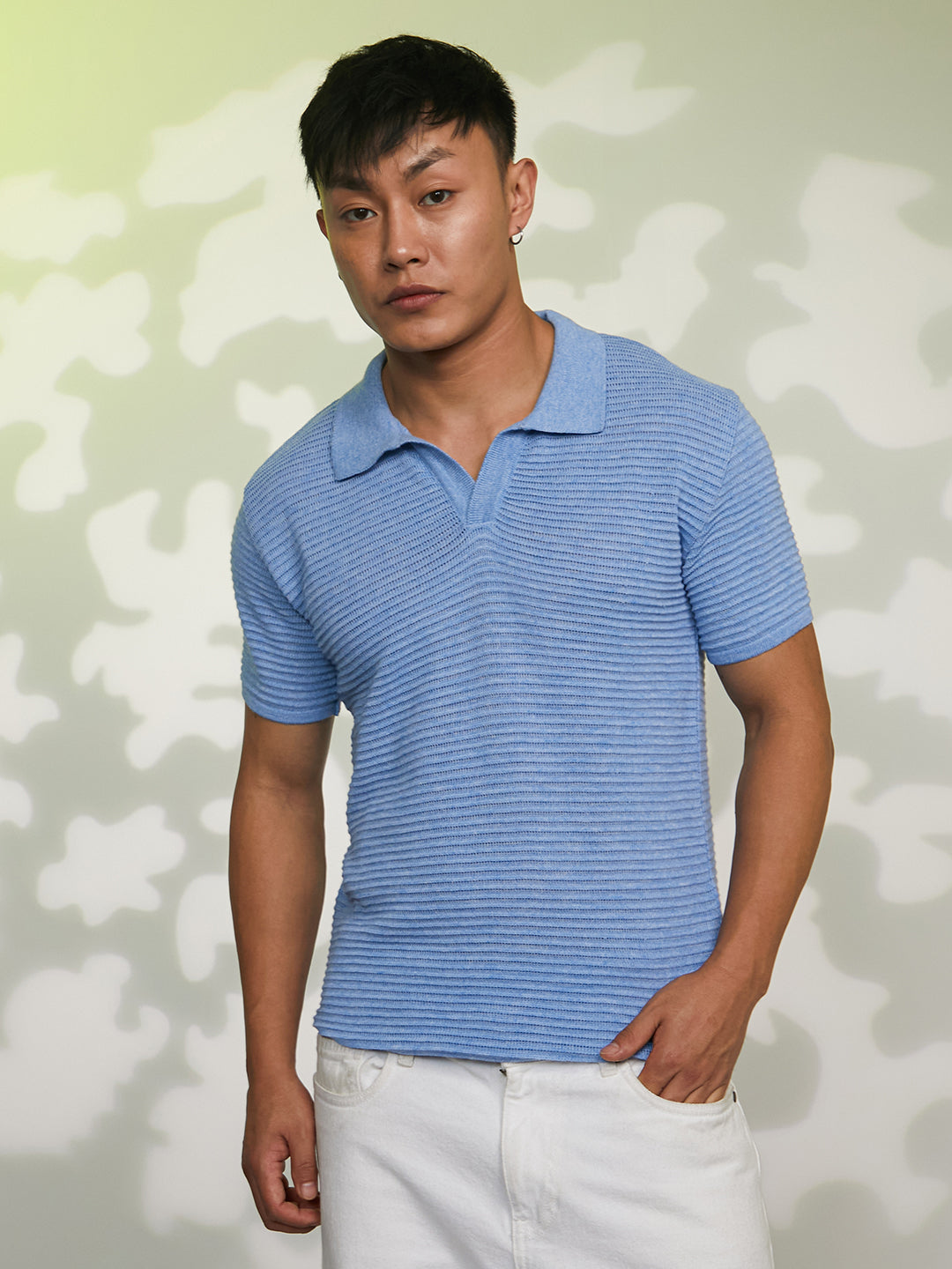 Horizontal-Textured Polo T-Shirt