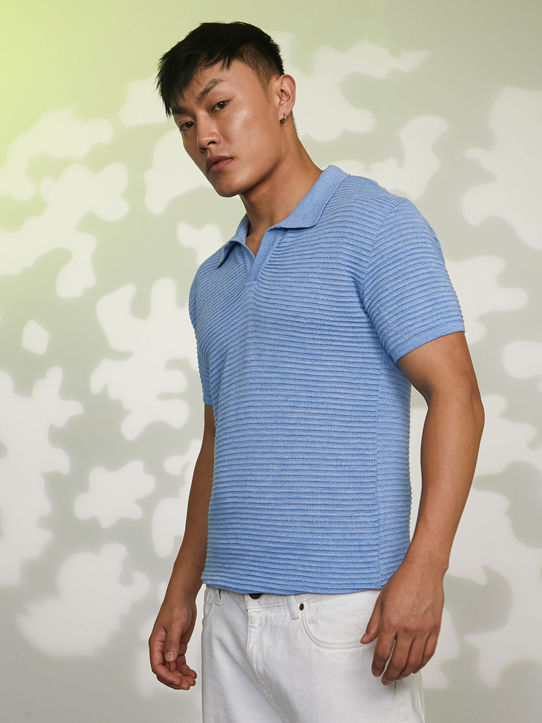 Horizontal-Textured Polo T-Shirt