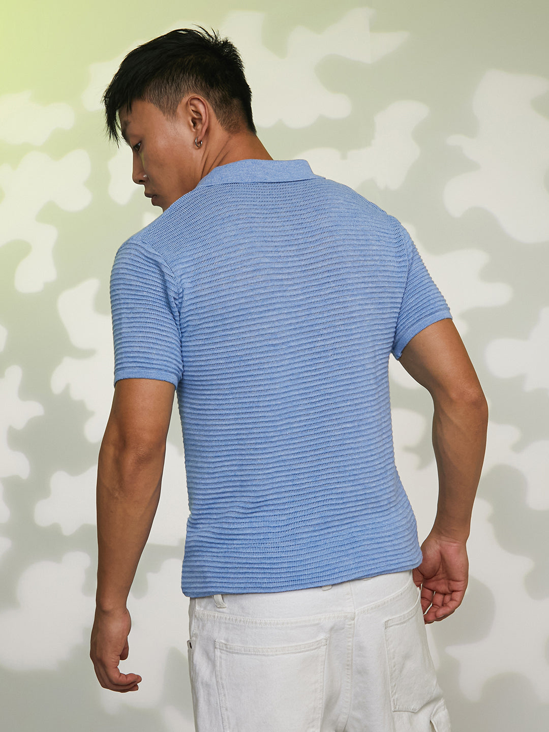 Horizontal-Textured Polo T-Shirt