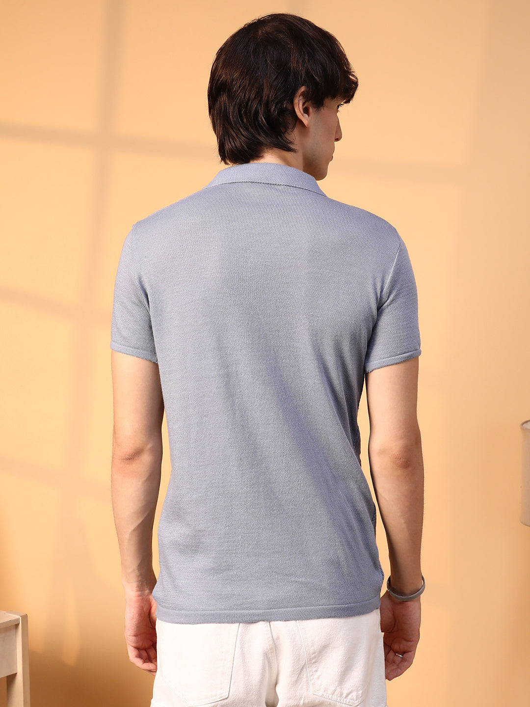 Block-Textured Polo T-Shirt