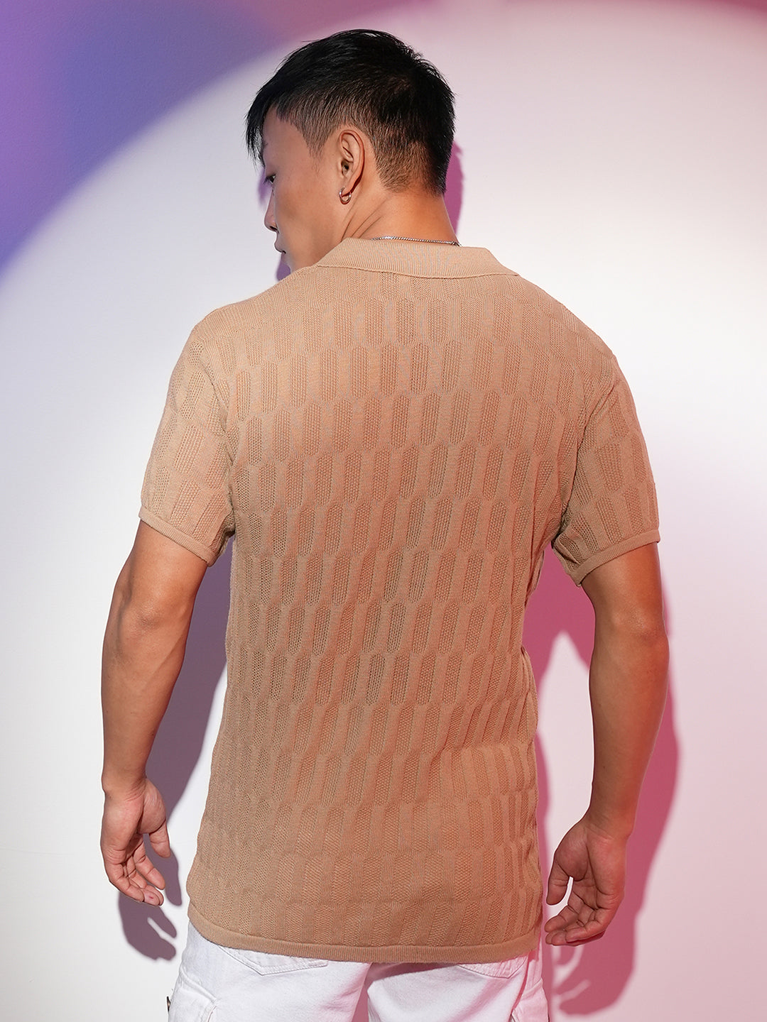 Honeycomb-Textured Polo T-Shirt