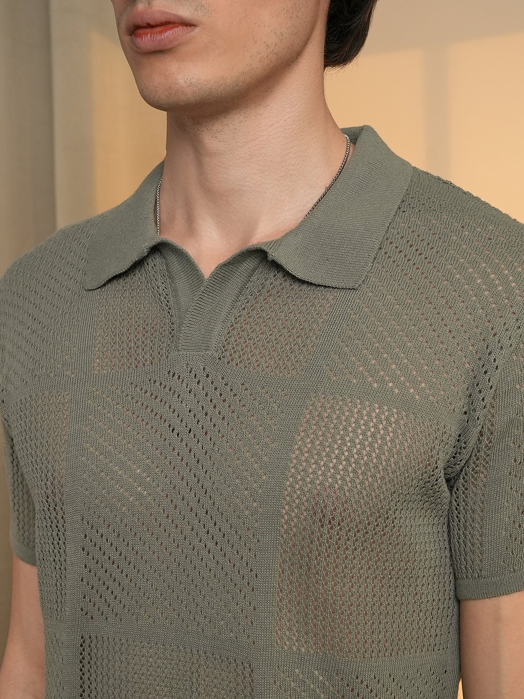 Graph-Textured Polo T-Shirt