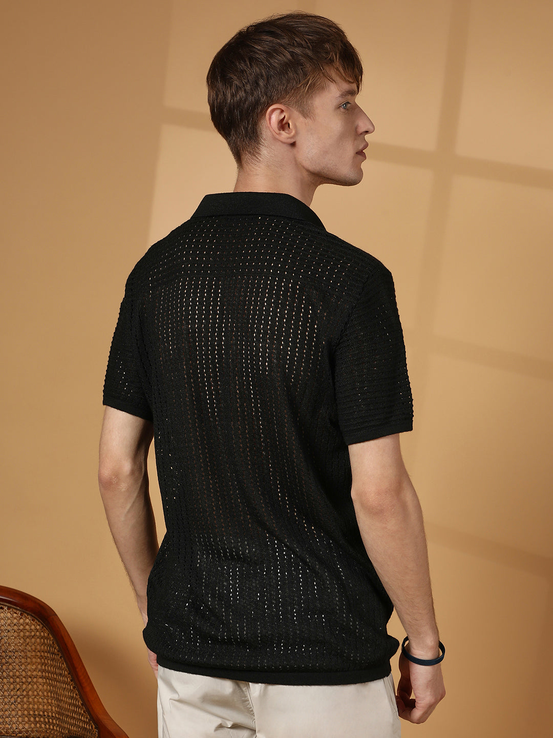 Textured-Knit Polo T-Shirt