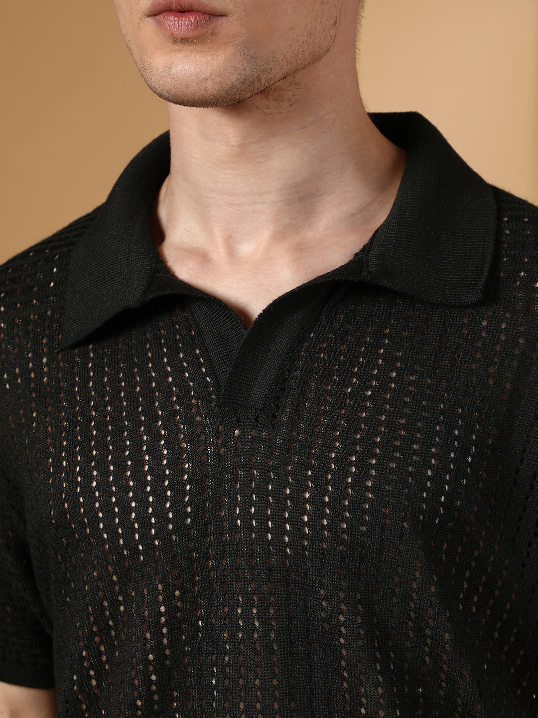 Textured-Knit Polo T-Shirt