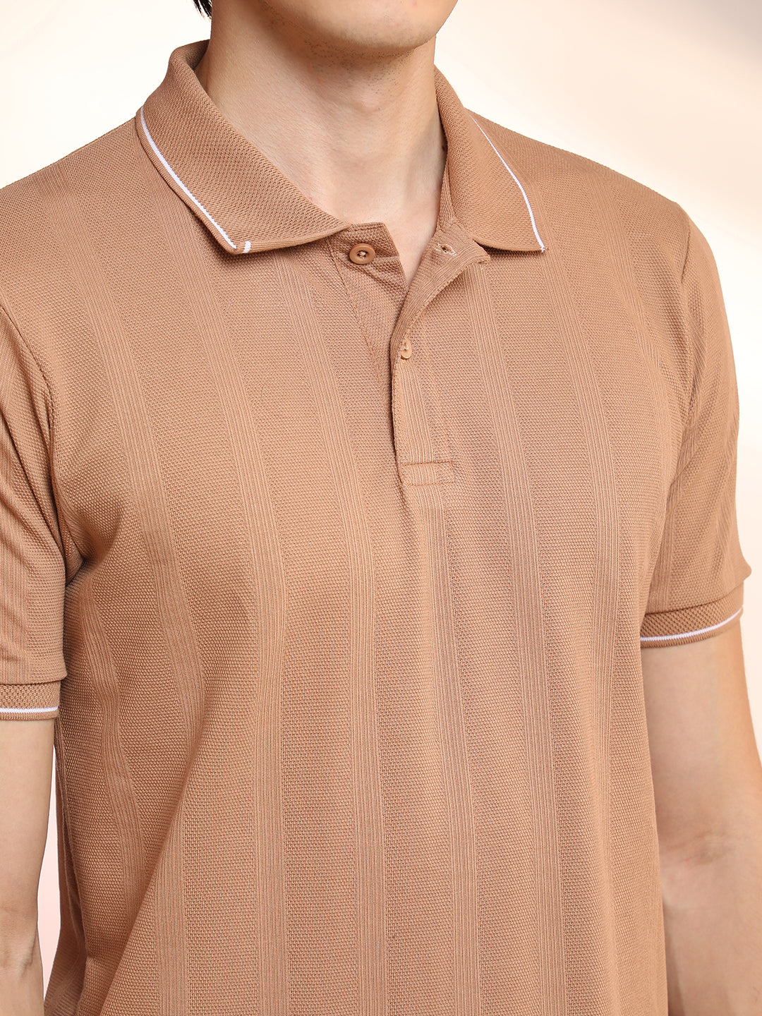 Lined-Knit Polo T-Shirt