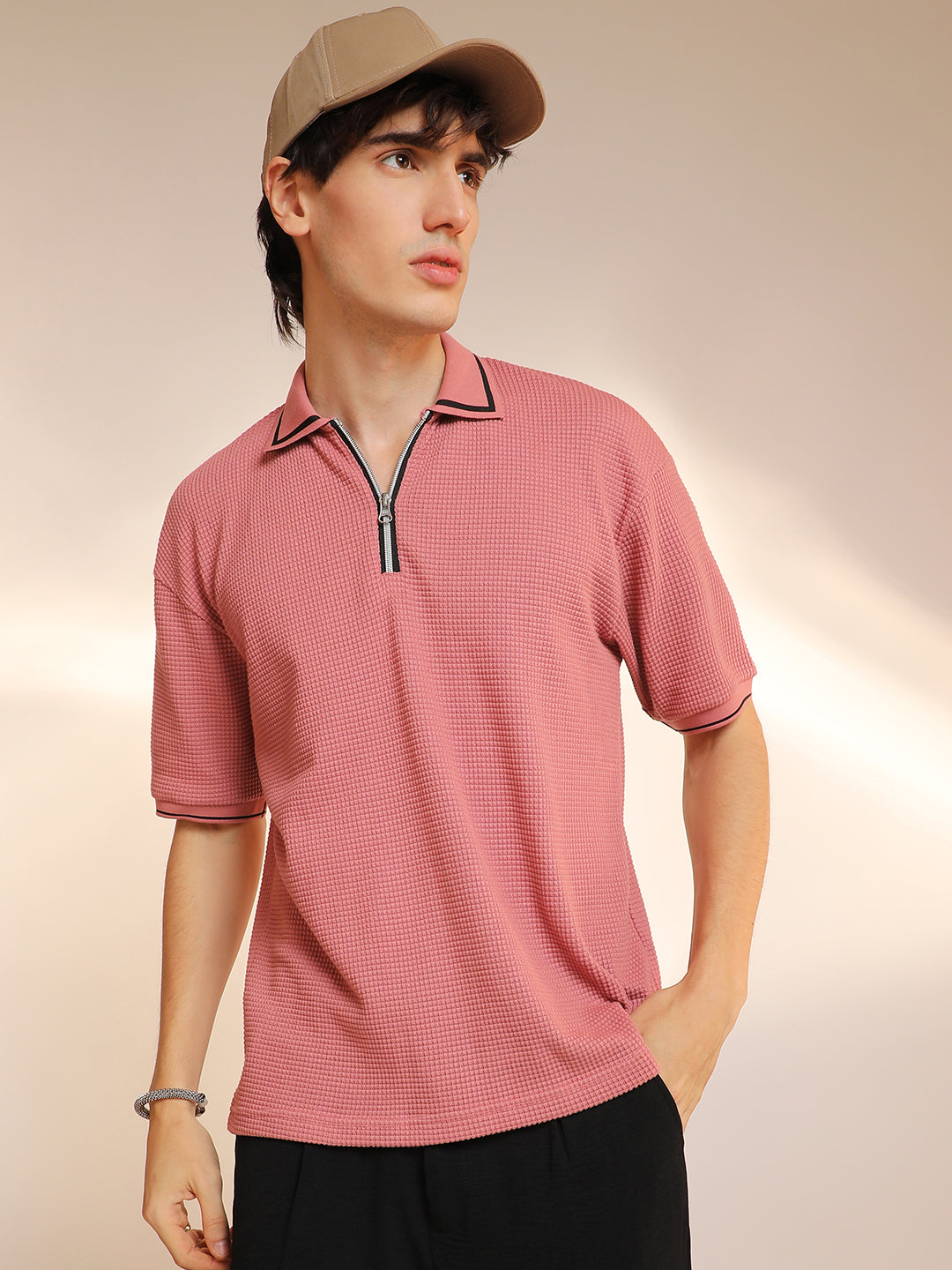 Micro-Waffle Polo T-Shirt